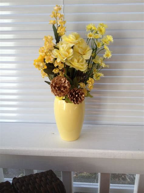 Pretty In Yellow Flower Arrangement 925 By Everythingpinecone On Etsy