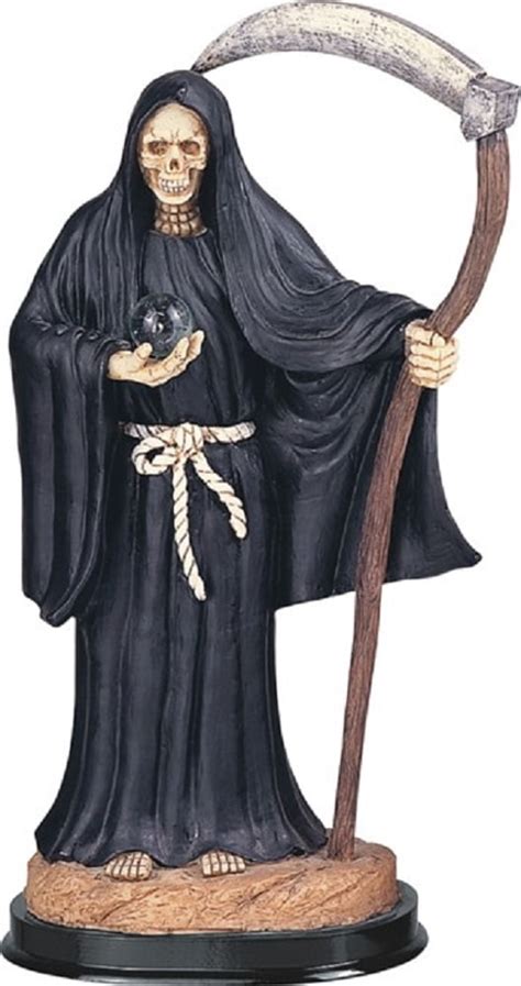 Santa Muerte Saint Death Grim Reaper In Black Halloween Statue Figurine