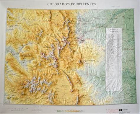 Colorado 14er Colorados Fourteeners Raised Relief Map By Gepex Llc In