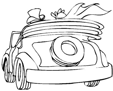 Rasant hinein ins gemeinsame leben! Das Hochzeitsauto-Cabrio Ausmalbild aus der Kategorie Hochzeit bringt viel Spaß — druck ...