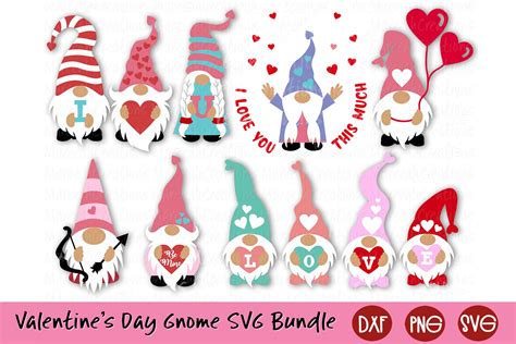 Valentine's Day Gnomes SVG Bundle (1137247) | Cut Files | Design Bundles