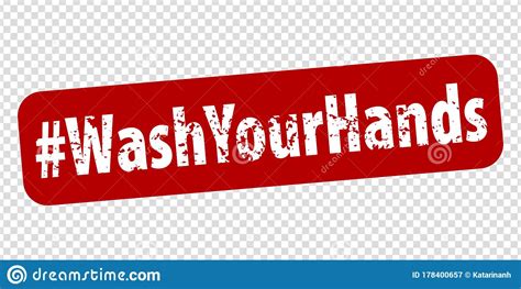 Hashtag Wash Your Hands Rule Red Square Rubber Seal Stamp On