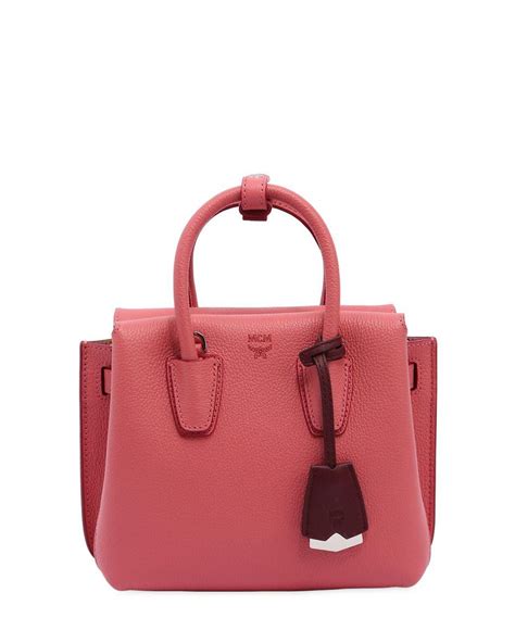 Mcm Mini Milla Leather Top Handle Bag In Coral Blush Pink Lyst