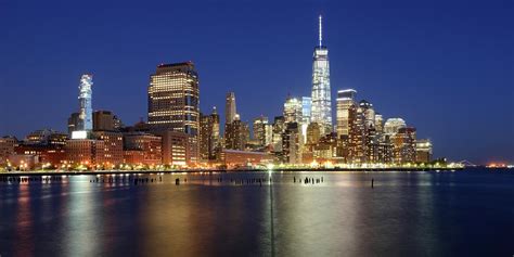Panorama New York City Skyline At Night Lower Manhattan Photograph By