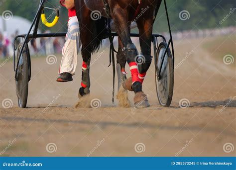 Horses And Riders Running At Horse Races Stock Image Image Of Road