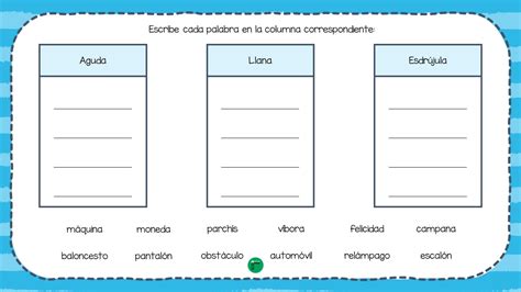 Clasificaci N De Palabras Aguda Llana O Esdr Jula