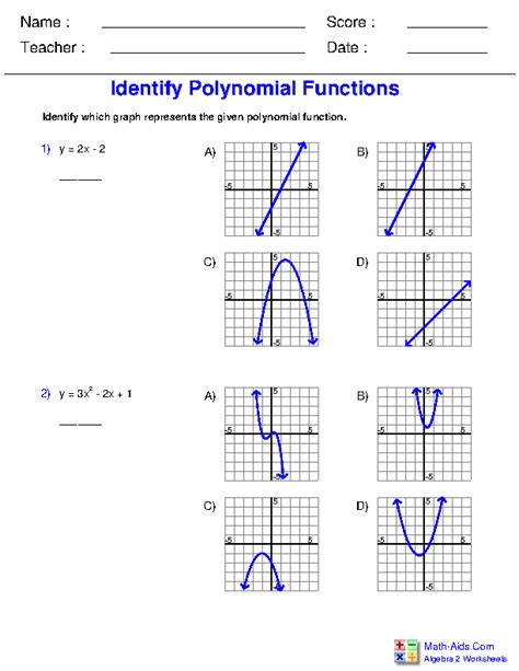 Functions And Their Graphs Worksheets Answers