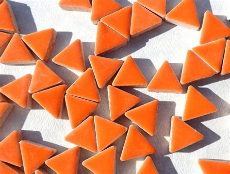 Orange Triangles 15mm Ceramic Tiles 50g