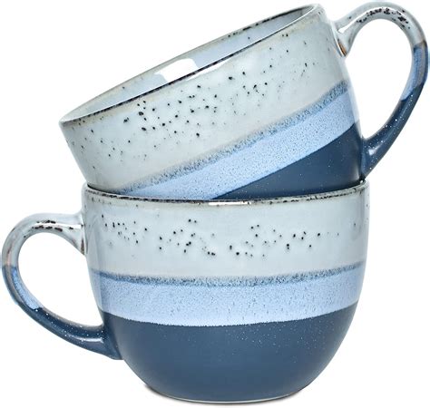 Bosmarlin Large Stoneware Coffee Latte Mug Set Of 2