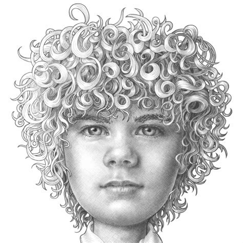 Curly Hair Drawing Boy