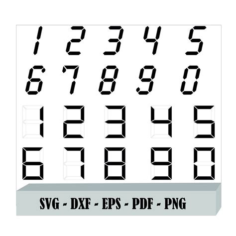 Digital Numbers Svg Bundle Fonts Svg Digital Numbers Clipart Numbers