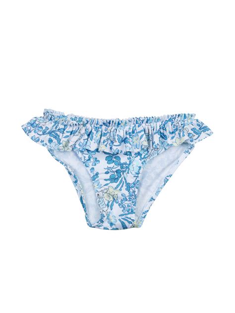 Traje De Baño Flores Azules Para Niña Swimwear Minis Moda Niños