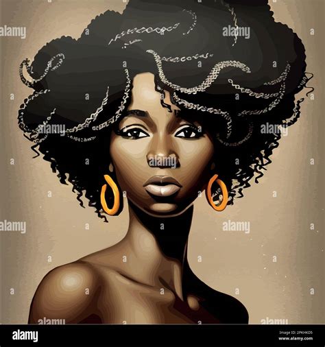 black afro african american girl woman lady vector illustration portrait head face curly natural