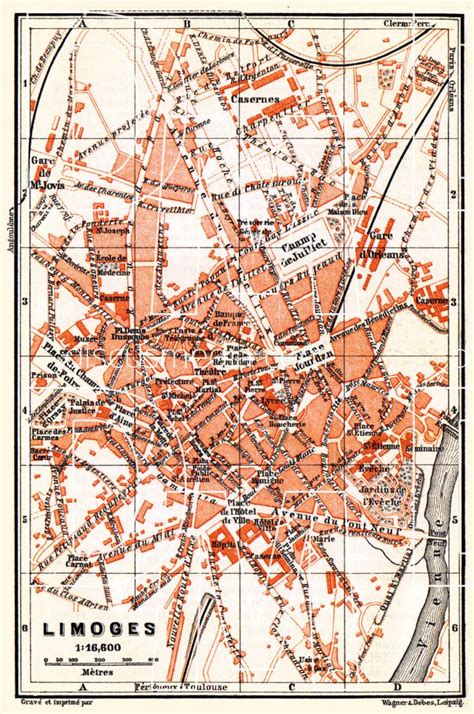 Old Map Of Limoges In 1885 Buy Vintage Map Replica Poster Print Or