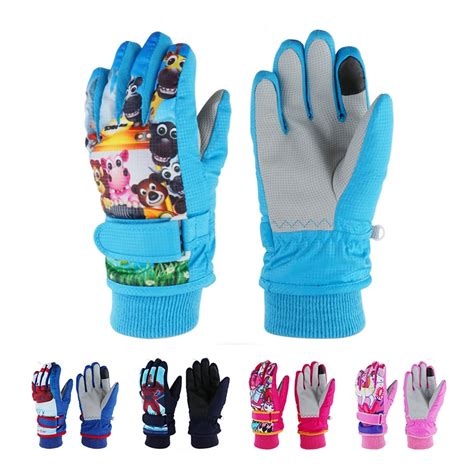 Childrens Ski Gloves Outdoor Sports Windproof Heated Thickened