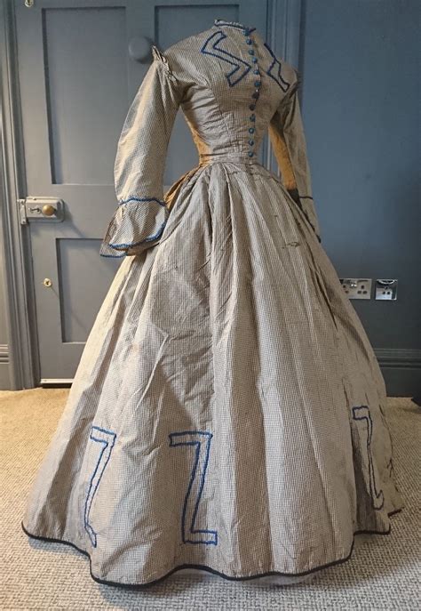 Quirky 1860s Embroidered Silk Crinoline Dress Victorian Antique Fashion Ebay Victorian