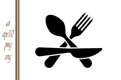 Stencil Fork Spoon Knife Icon Food Vecto Graphic By Irynashancheva