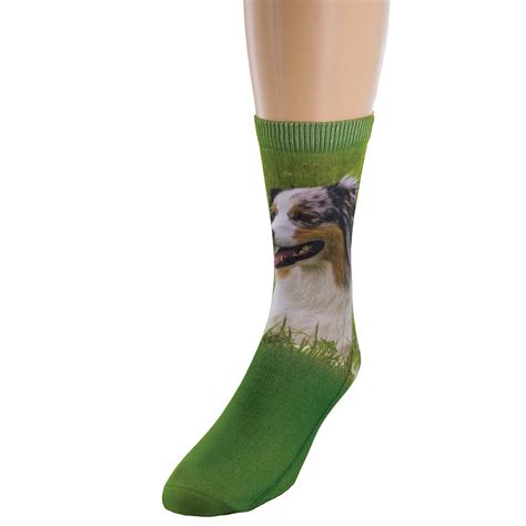 Womens Sublimated Dog Breed Socks Australian Shepherd Realistic