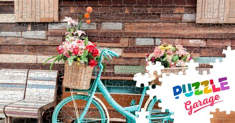 Retro Bike With Flowers Jigsaw Puzzle History Retro Puzzle Garage