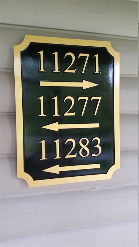 Custom Carved House Number Street Address Sign With Arrow Etsy