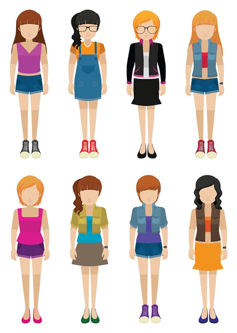 Eight Girls With No Faces 295662 Vector Art At Vecteezy