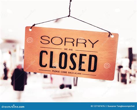 Sorry We Are Closed Sign Hang On Door At Mall Stock Photo Image Of