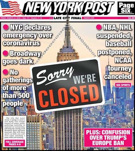Covers For Friday March 13 2020 New York Post