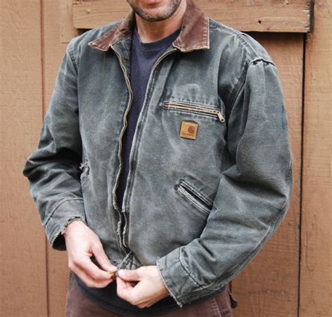 Vintage Carhartt Detroit Jacket Olive Green Heavy Cotton Etsy