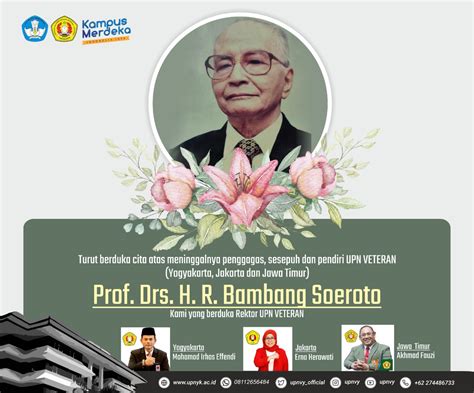 Prof Drs H R Bambang Soeroto Pendiri Upn Veteran Tutup Usia