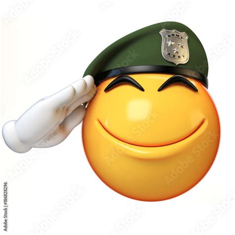 Emoji Army Solider Isolated On White Background Military Emoticon