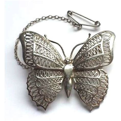 Vintage 925 Silver Filigree Butterfly Brooch By Ava Mae Designs