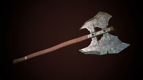 3d Model Orcish Axe Vr Ar Low Poly Cgtrader