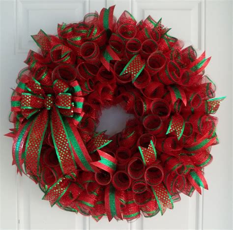 Christmas Mesh Wreath Christmas Wreath By Carolinabowcompany 6500