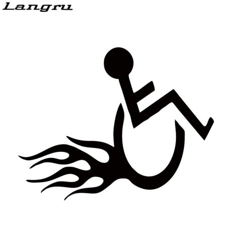 Langru Car Stying Wheelchair Handicap Hot Rod Flames Sticker For Car