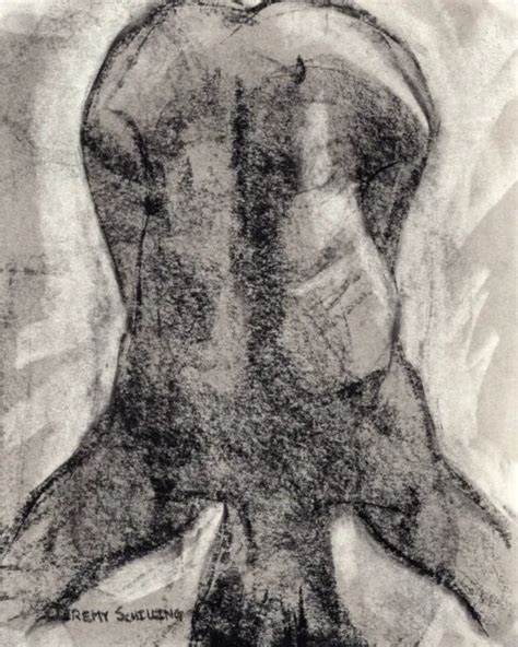 Female Nude Figure Original Charcoal Drawing Naked Woman Chalk Gesture