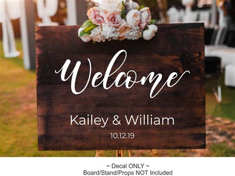 Welcome Wedding Decal Wedding Vinyl Decal Personalized With Etsy