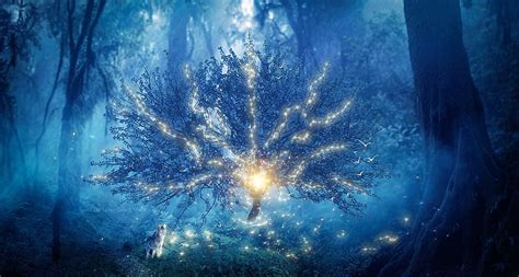 Curiosity Ellysiumn Blue Fantasy Tree Luminos Gene Raz Von Edler