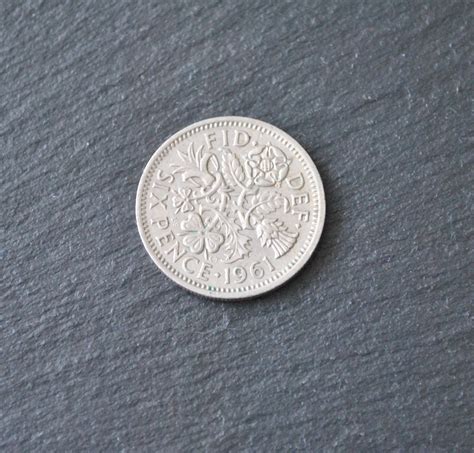 Vintage 1961 Six Pence Coin Lucky Wedding Sixpence Etsy
