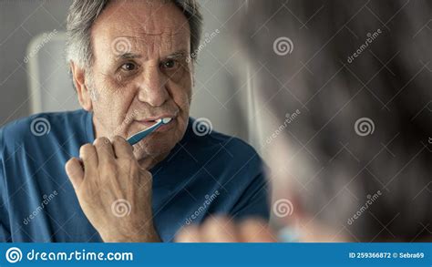 Old Man Brushing His Teeth Stock Photo Image Of Cleaning 259366872