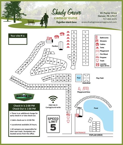 Shady Grove Campsite Map