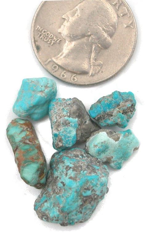 Morenci Turquoise Undrilled Rough Nugget Specimens Lot Of 6 81