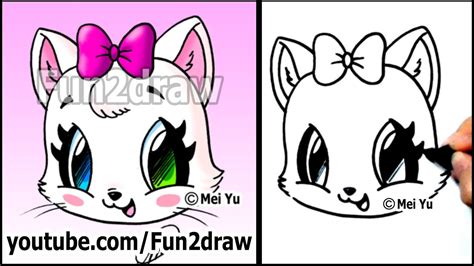 Cute Cat How To Draw A Cat Face Kitten With Bow Easy Fun2draw