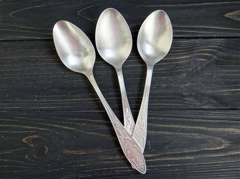 Table Spoons Set Of 3 Serving Spoon Soviet Vintage Melchior Etsy