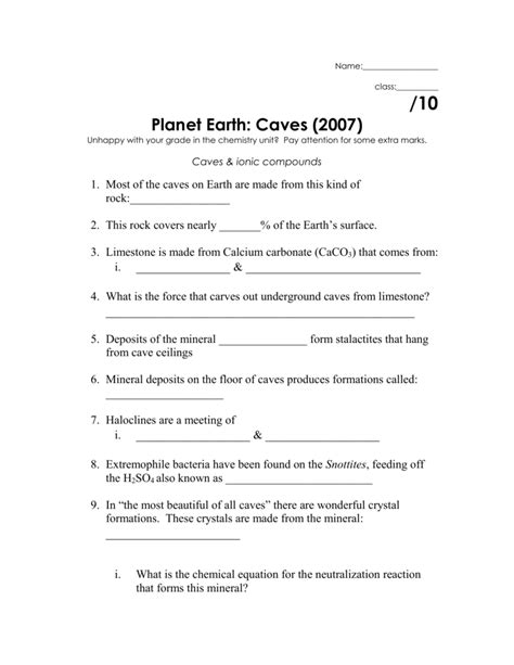 39 Planet Earth Caves Worksheet Answer Key Worksheet Works
