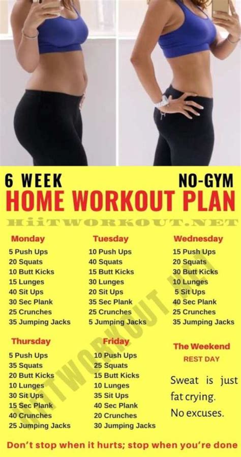 6 Week Workout Plan Weekly Workout Plans At Home Workout Plan Weight