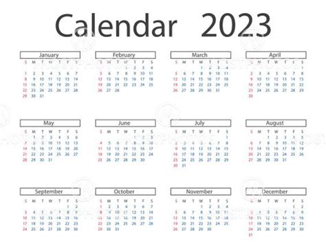 Calendar 2023 Year Vector Fra Plouty Mostphotos