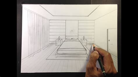 One Point Perspective Drawing Bedroom Tresa Saavedra