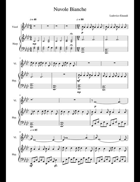 If you need more try quick sheet music search and discover unlimitted number of classical and popular violin sheetmusic items. Nuvole Bianche sheet music for Violin, Harp download free in PDF or MIDI