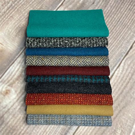 Felted Wool And Wool Felt Fabric Squares Charm Bundle Grab Etsy