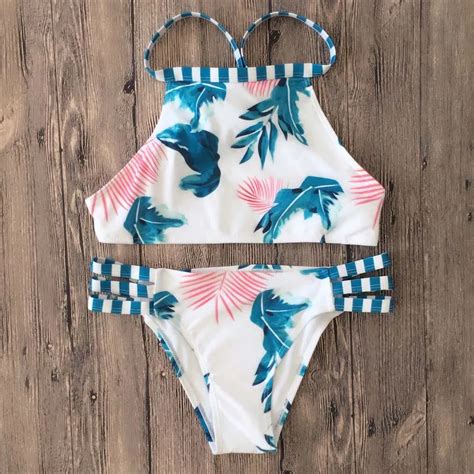 Tdfunlive 2018 New Push Up Strap Sexy Halter Bikini Set Women Swimwear Swimsuit Bathing Suit